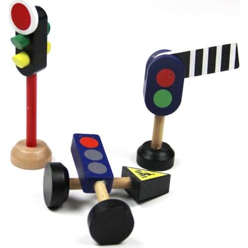 Traffic Lantern Traffic Signs Compatible with Wooden Magnetic Small Train track Toys Wooden Track Scene Accessories toy