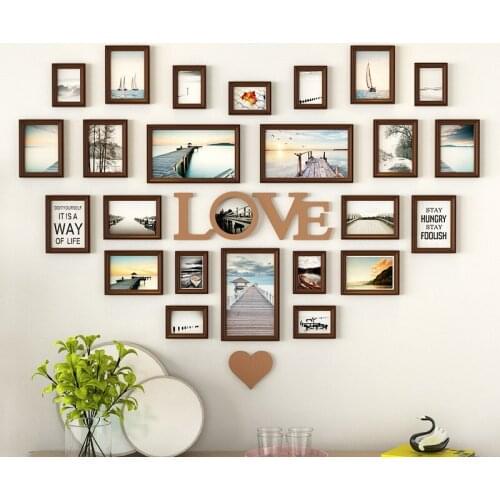 Living Room Heart-shaped Photo Wall Decoration Photo Frame Creative Love Wall Sticker Combination Wall Picture Frame 24-27 Frame