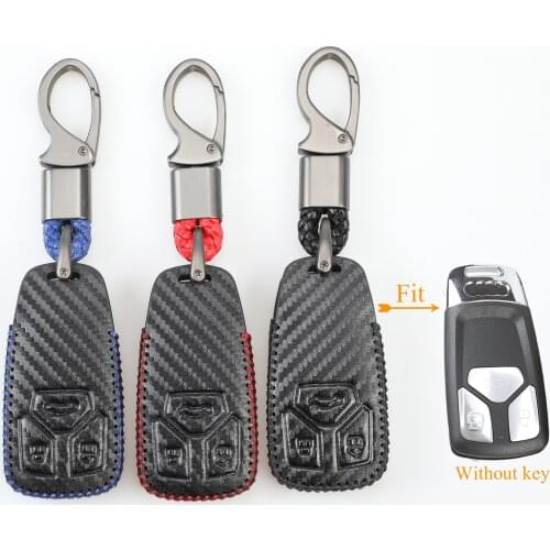 Kutery 3 Butttons Leather Remote Key Case For AUDI A4 B9 Q5 Q7 TT TTS 8S 2016 2017 Car Accessories