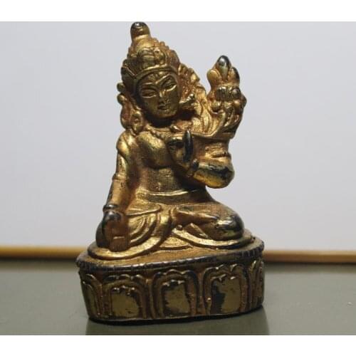 China Copper Kwan-yin Guanyin Quan Yin Lotus Amulet Talisman Amulet Statue