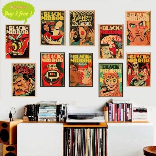 Classic Movie Black Mirror Vintage Kraft Paper Poster Good Quality Painting Retro Poster For Home Bar Wall Deco