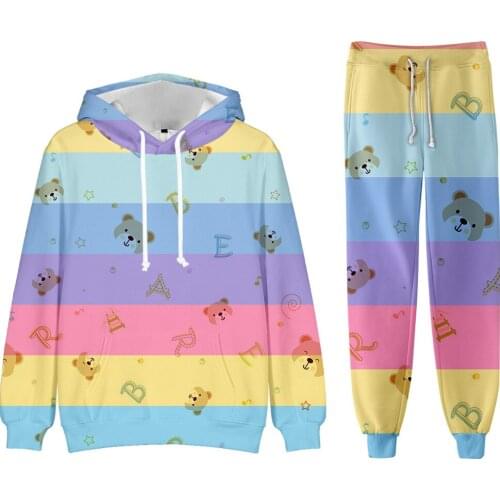New Fashion 3D Animal Bear Hoodies and Pants Two Pieces Sets Hip Hop Harajuku long sleeve Men Women Clothes Autumn Hooded Suits