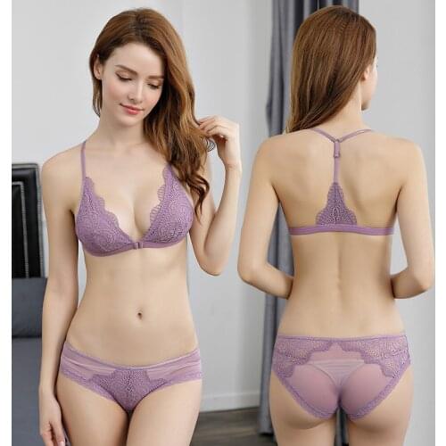 Sexy womens bra set Front Closed Push Up Brassiere Panties Sexy Underwire Lingerie Set Push Up Bralette Embroidery Bra