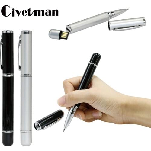 High Speed USB 2.0 Metal Flash Drive 16GB 32GB 64GB 128GB 256GB Ballpoint Pen Pendrives Usb Pen Stick Memory Stick Business Gift