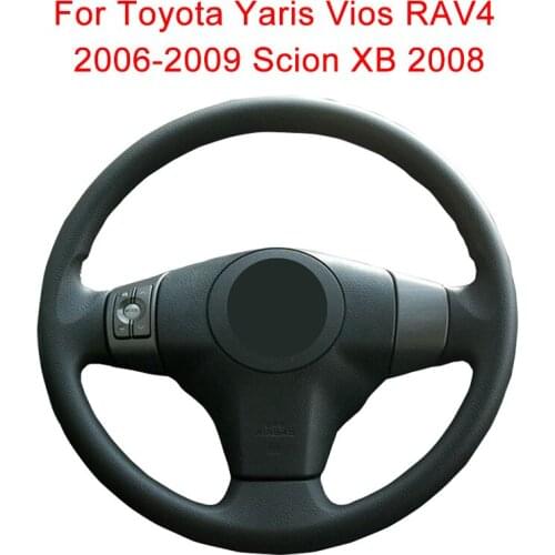 Customized DIY Car Steering Wheel Cover For Toyota Yaris Vios RAV4 2006-2009 Scion XB 2008 Fiber Leather Steering Wheel Wrap