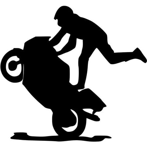 13.3*12.3CM Fashion Motorcycle Stunt Bike Part Of The Car Sticker Reflective Vinyl Decals Fun Black/Silver C7-0287