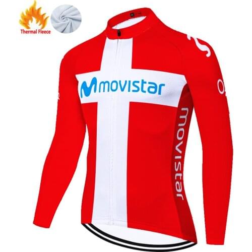Movistar Winter Thermal Fleece Larga Uniforme Chaqueta Mujer Jersey Mallots Hombre Camisa Ciclismo Masculina Maillot Ciclismo