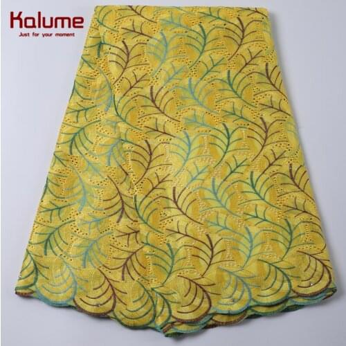 Kalume Latest African Swiss Cotton Lace Fabric Stones Nigerian Swiss Voile Lace Fabric In Switzerland For People Dress Sews 2203