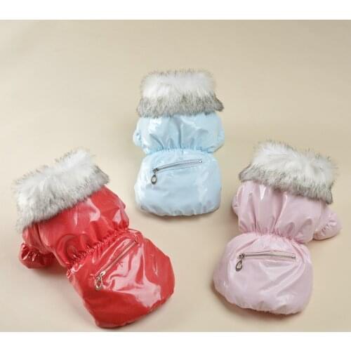 Newest Winter Pet Dog Coat Jacket Simulation fur Collar Pet Costume for Small Dogs Maltese Overalls Puppy Cat Clothing Pants