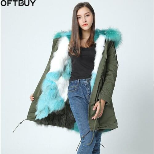 OFTBUY 2020 new parka fur coat winter jacket women genuine natural fox real fur coat real Raccoon Fur Collar Thick Warm parkas