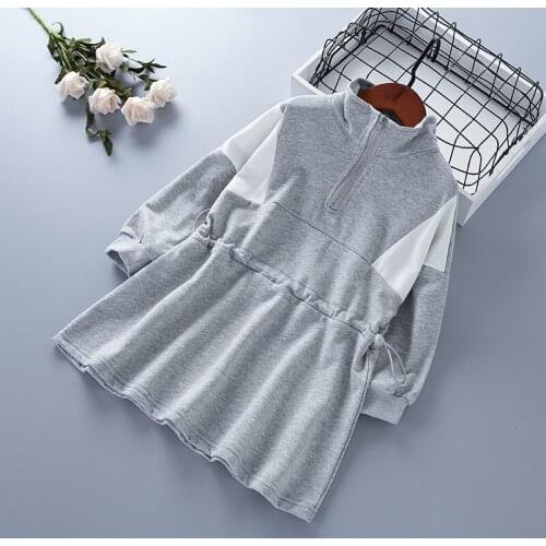 3-7 years High quality girl clothes 2021 new autumn fashion casual active grey black purple patchwork kid children girl dresses