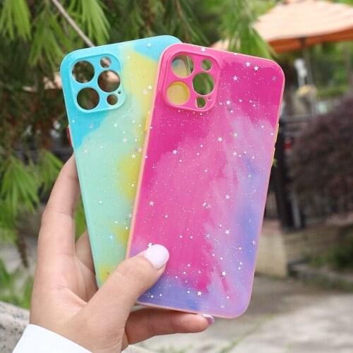 Personalise Creative Painted Color Cover For iPhone 1112 Pro X Max Mini XS XR 7 Glitter Shockproof Phone Case Protection Cover