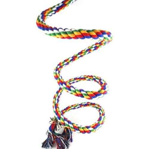 Braided Pet Parrot Chew Rope Budgie Bell Perch Coil Swing Bird Cage Conure Cockatiel Toy Pet Birds Training Accessories Favor