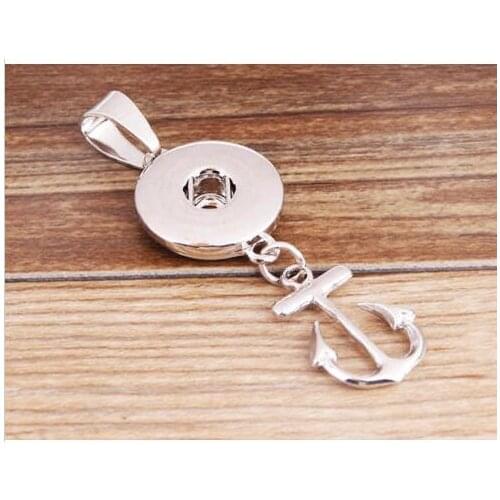 Anchor 18mm Button Snap Charms Pendants Vintage Silver Fashion Jewelry Findings For Bracelet Necklace Accessories