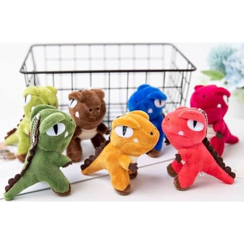 Lifelike 12cm plush dinosaur Colorful cute cool stuffed soft Keychain Pendant Bag decoration christmas festival gift for kid