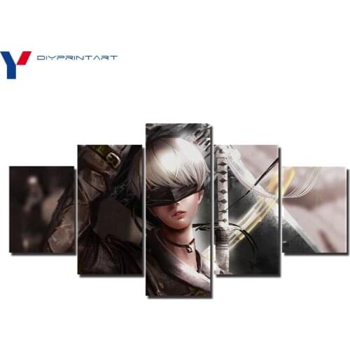Robot 9S NieR Automata 5 Pcs/set Game Poster Canvas Wall Art Painting Pictures for Living Room A0366