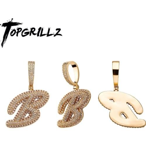 TOPGRILLZ Iced Cubic Zirconia A-Z Letters Pendant Necklace For Women Men Hip Hop Fashion Jewelry Gift Letter Necklace Wholesale