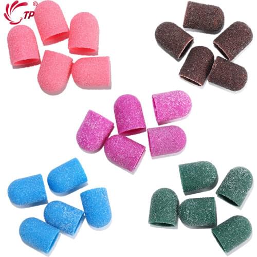 TP 20pcs 10*15/13*19 Purple Nail Sanding Caps With Rubber Gel Remover Cutter Drill Bits Pedicure Cuticle Tools Drill Accessories