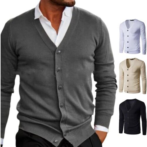 Ele-choices Vintage Classic Knitted Long Sleeve Men Cardigan Autumn Winter Men Sweater V-Neck for Daily Wear