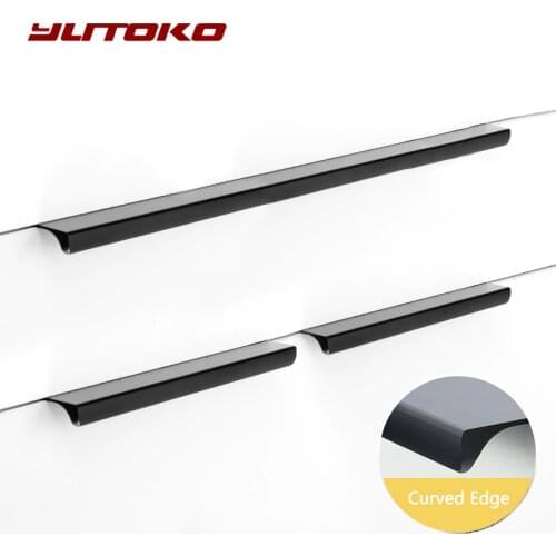 YUTOKO Invisible Handles Drawer Dark Handle Minimalist Door Black Long Curved Handle Knob Cabinet Closet Hidden Pulls