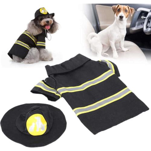 Pet Dog Puppy Vest Jacket Pet Dog Firefighter Clothes Jacket Dog Puppy Halloween Costumes with Hat Pet Accessories Waterproof