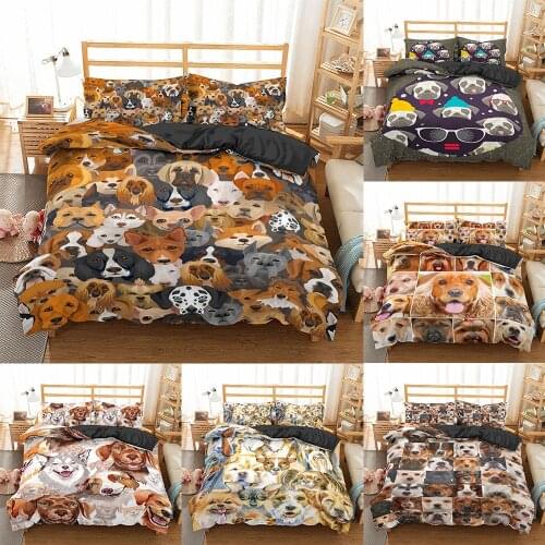 2021 3d Dogs Bedding Sets Queen King Size Duvet Cover Cartoon Pug Comforter Bed Set Home Textiles Bedclothes