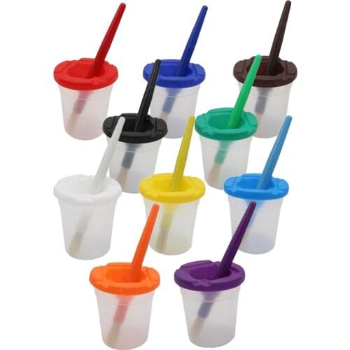 5pcs Paint Cups with Lids and 5pcsPaint Brushes for Kids Paint Beginners Coloring DIY Assortment Kit