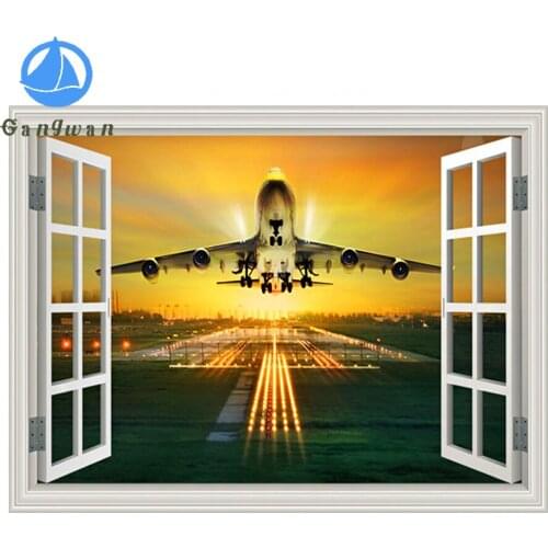 Airplane Outside the window landscape diamond painting cross stitch mosaic pictures rhinestone round square diamond embroidery