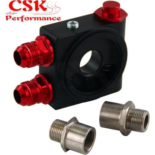 AN10 OIL COOLER FILTER THERMOSTAT SANDWICH PLATE ADAPTOR 3/4" 16-UNF / M20 X1.5 BLACK