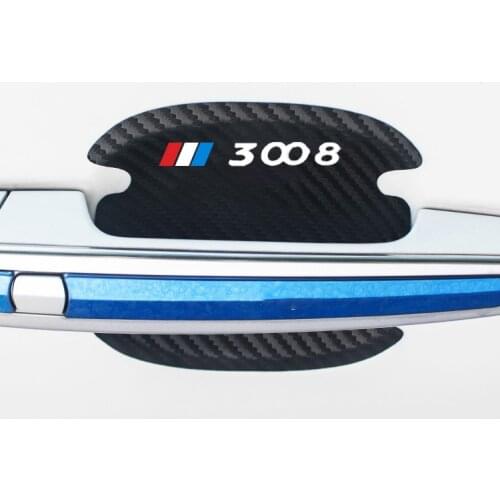 4PCS Car Accessories Car Door Handle Scratch Protection Door Handle Decal Sticker Tape Auto Decoration for Peugeot GT line 3008