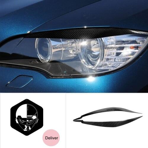 Car Headlight Eyebrow Trim Cover Carbon Fiber Sticker for BMW E71 Auto Exterior Accessories Headlamp Eyebrows Styling