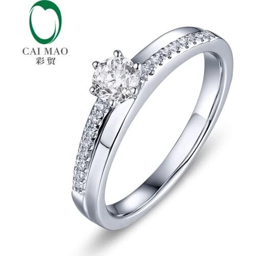 CaiMao 0.3ct Natural Brilliant Cut F VS Diamond 14K White Gold Engagement Ring