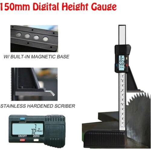 Height Gauge 0-150mm/6" 0.01mm Caliper Magnetic plastic Mini Digital Electronic Woodworking Scriber Vernier Caliper Measure Tool