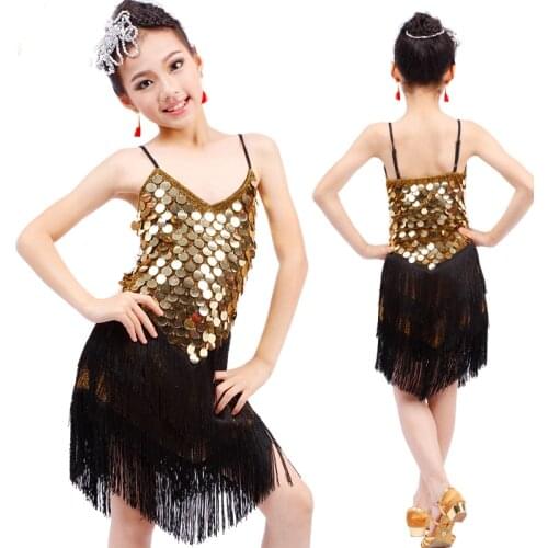 Sequin Fringe Latin Dress Children Latin Dance Dress Girls Girl Ballroom Dance Competition Dresses kids Salsa /Tango / Cha Cha