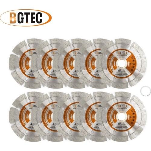 BGTEC 10pcs 100MM Hot Pressed Diamond Segmented Saw Blade 4 inche Cutting Disc for Granite Marble Stone Tile Concrete