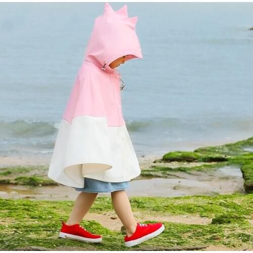 Rainfreem Healthy Children PU Raincoat Boys and Girls Rain Poncho Outdoor Rain Gear Lovely Kids Rainwear
