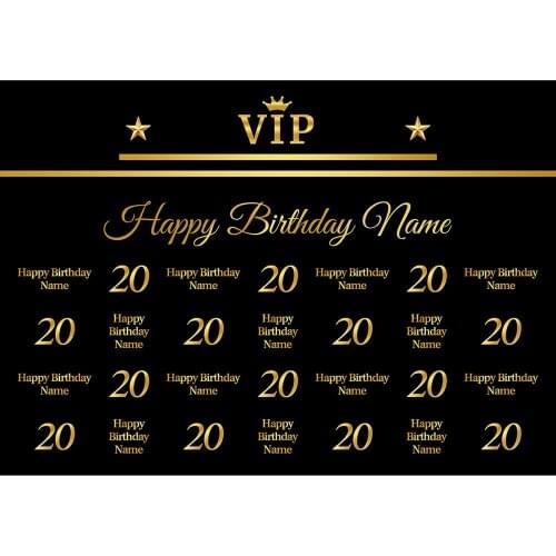 Golden VIP Crown Photo Backdrops Computer Printed Studio Backgrounds for 20 Happy Birthday Party Photophone Photography Props