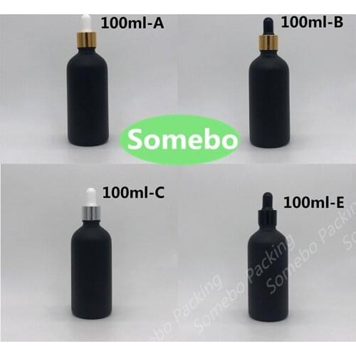 Hot sale 10pcs 100ml Black Glass Dropper Bottle, Matt Black Glass Bottle, Empty Glass Bottle for Essential oil