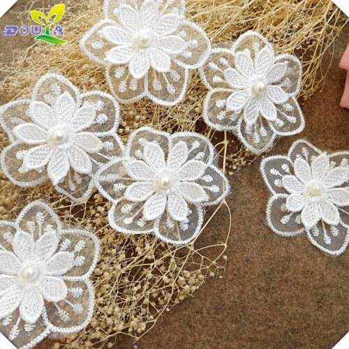 Idyllic white peg Eugen yarn double dimensional water soluble flower clothing fabric lace patch patch
