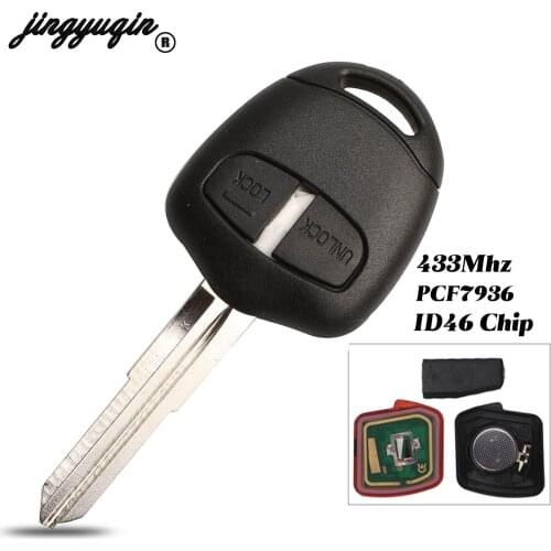 Jingyuqin 433mhz ID46 Chip 2 Buttons Remote Fob Car Key Shell Cover Case For Mitsubishi Outlander ASX 2006-2015 MIT11R