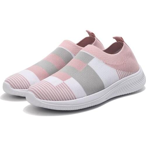Women Shoes Sock Sneakers Women Summer Autumn Breathable Slip On Flat Shoes Women Sneakers Femme Krasovki Big Size 42