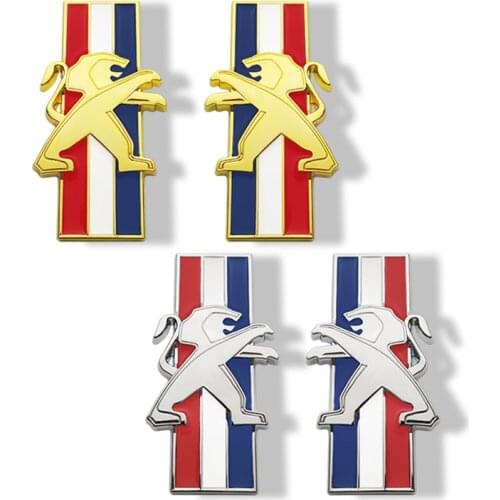 1 Pair 3D Metal Car Door Side Fender Rear Trunk Emblem Badge Sticker Decals For Peugeot 206 208 308 2008 5008 106 207 306 508