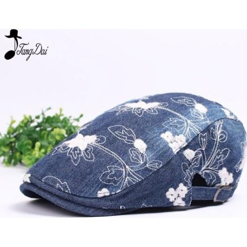 Fashion Newsboy Cap Golf Cap for Woman Denim Visor Cap Beret Adjustable Winter Summer Ivy Hat