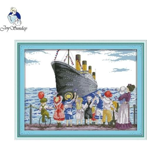 Joy Sunday Sent Ship Out of The Harbor DIY Home Decoration Cross-Stitching Handmade Needlework Cross Stitch Kits Printed Design