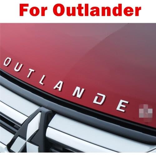 For Mitsubishi Outlander ABS Chrome Car 3D Letters Hood Emblem Logo Badge Car Stickers Styling Car Accessories Wording 3D Letter