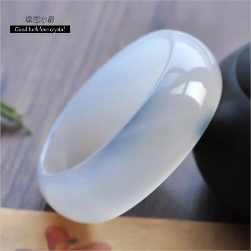Natural female white jadeite bracelets a widening and thickening send mother chalcedony j