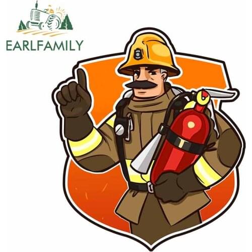 EARLFAMILY 13cm x 11.3cm For The Fire Extinguisher Car Stickers Vinyl Material Decal Waterproof Sunscreen Suitable for SUV JDM