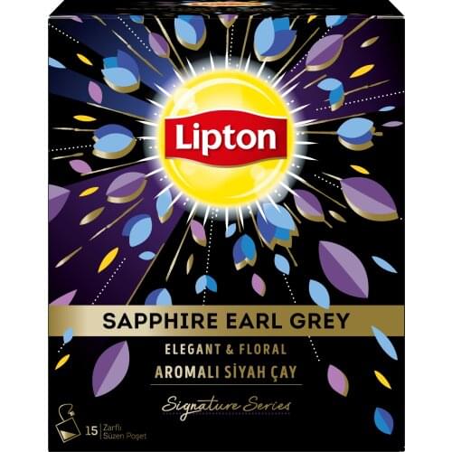GREAT DRINK Lipton Signature Sapphire Earl Gray Glass Tea Bag 15 Pcs FREE SHİPPİNG