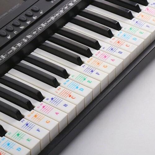 Transparent Piano Keyboard Stickers Electronic Keyboard Key Piano Stave Note Sticker Symbol for White Keys