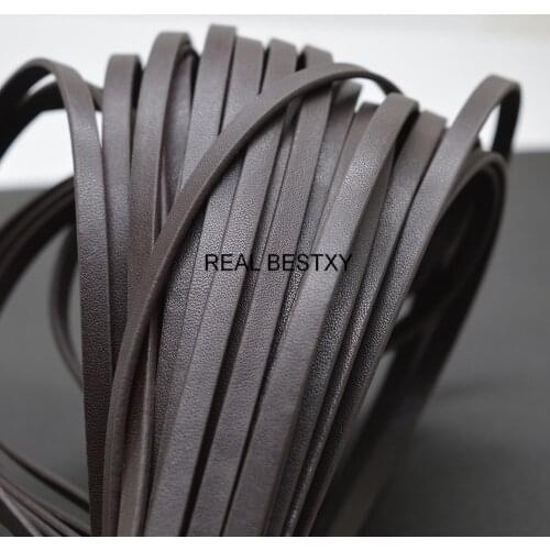 REAL BESTXY 5 Meters Flat Leather Cords Brown Leather Strands for Necklaces Bracelets Making DIY Leather Strings Promotion Sale